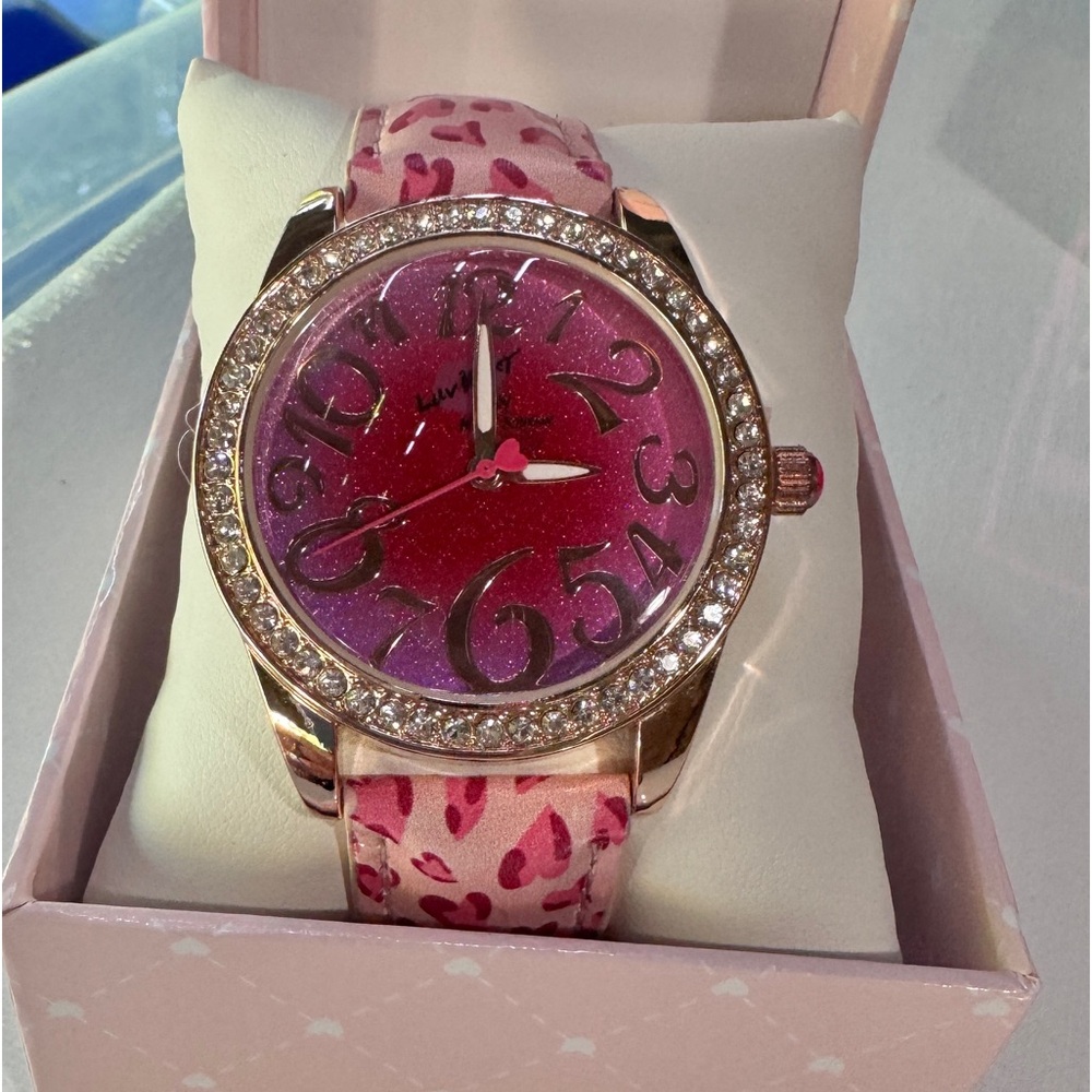 Betsey Johnson Pink Strap Red Heart Watch